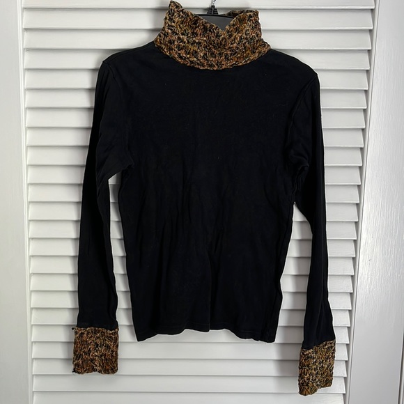 90’s Y2K Vintage Blueprint Shirt Chenille Accent Turtleneck One Size M/L - Picture 1 of 3